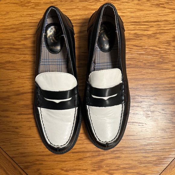 *SAM & LIBBY* Black x White Round Toe Loafer Shoes Size 8 - Picture 2 of 8